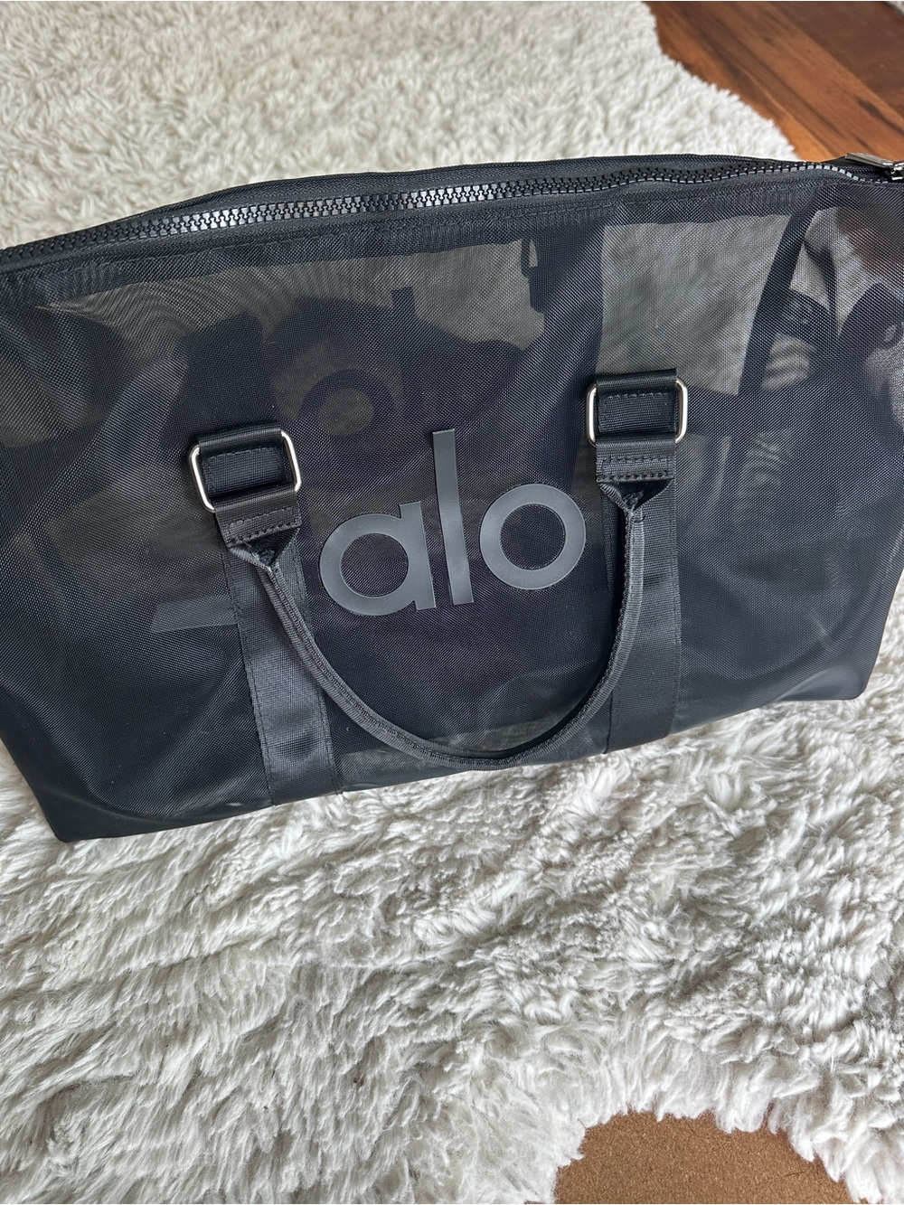 ALO Yoga Black Mesh Duffel with Shoulder Strap - Picture 6 of 9